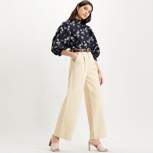 Levi's Premium Pleated High Loose Pants Beige Tan 26 X 30 Brand New Kakhi Tan